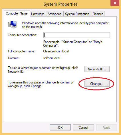 Change domain or workgroup